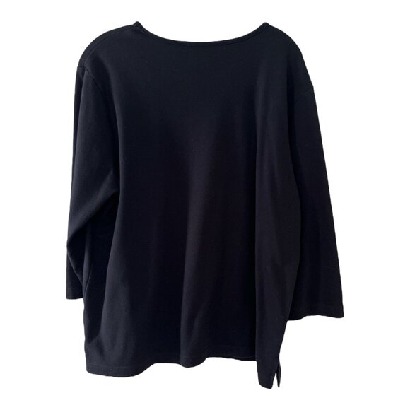 CB Plus C.B. Casual Women’s 1X Flamingo Island Holiday Embroidered Black Top - Picture 5 of 8